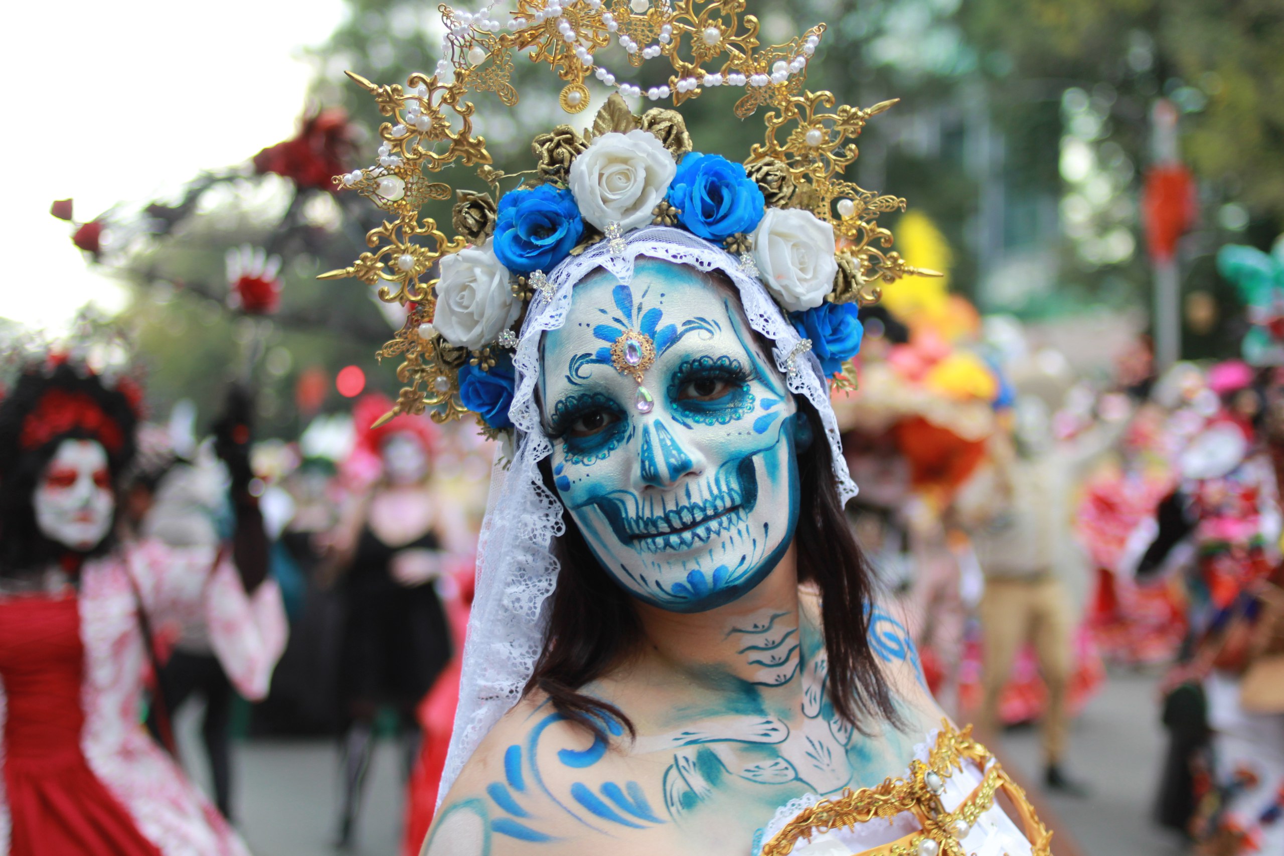 Fotografía desfile de día de muertos en Ciudad de México